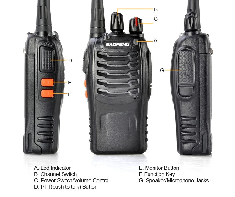 100% Оригинал Baofeng BF 888S иди и болтай Walkie Talkie UHF приемно передающая радиоустановка