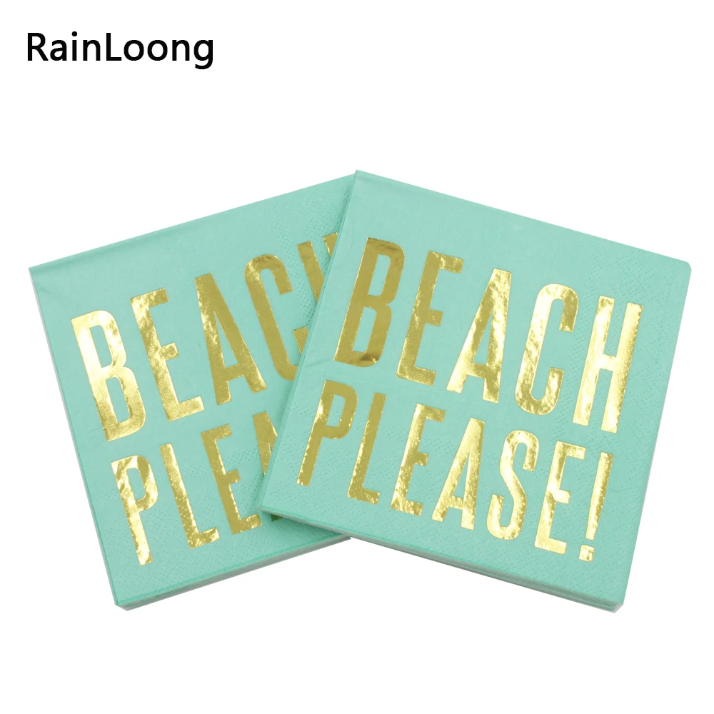 [RainLoong] 3 пары напитков Золотая фольга бумажная салфетка пляжная пожалуйста