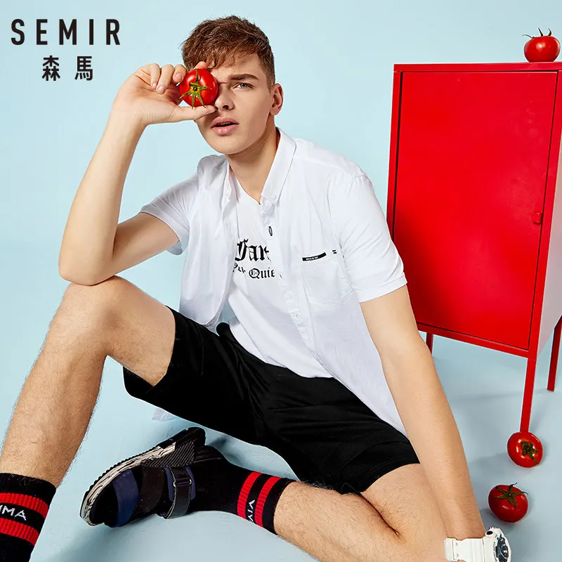 SEMIR рубашка с короткими рукавами мужская хлопковая Повседневная летняя новая