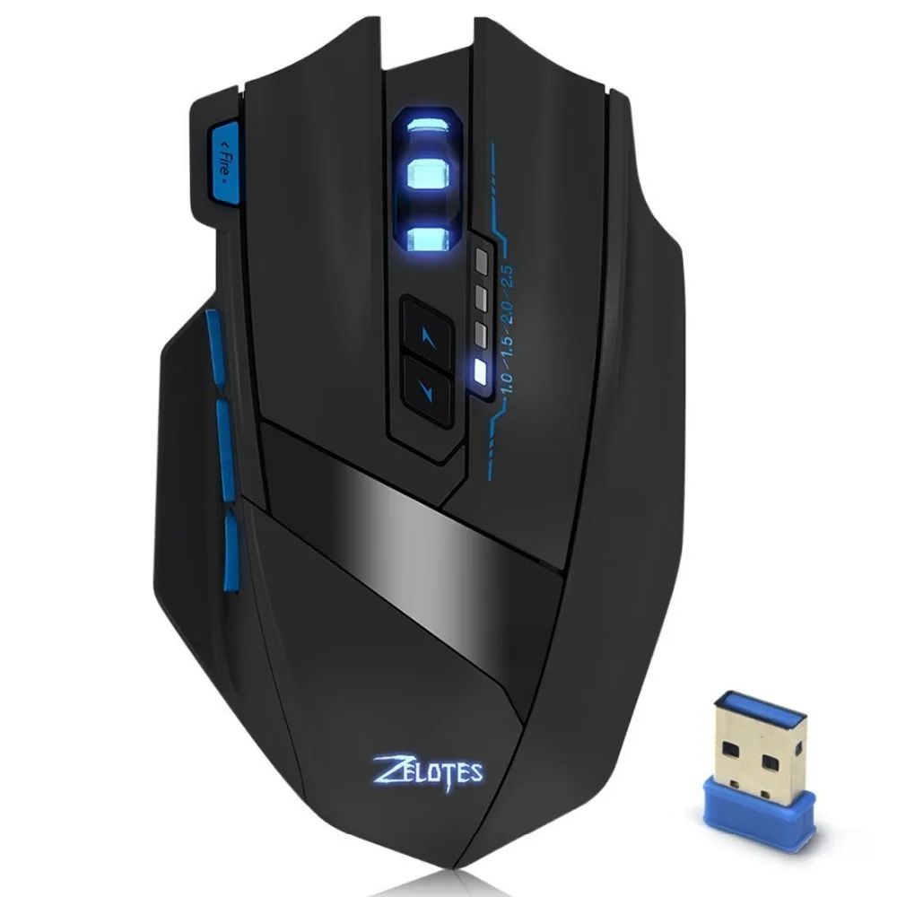 Новая Проводная игровая мышь Zelotes F15 + беспроводная компьютерная 2 4 ГГц 2500 DPI для