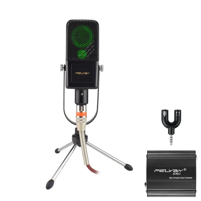 Package B(BL) FELYBY светящийся Профессиональный BM1000 конденсаторный микрофон для караоке для компьютера ноутбука записи bm 800 Модернизированный настольный микрофон - Цвет: Package B(BL)