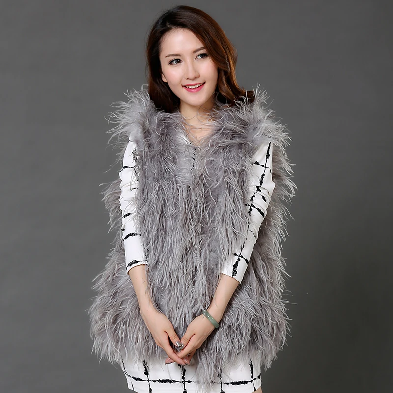 Женское пальто из страусиной шерсти элегантное австралийской овчины с перьями