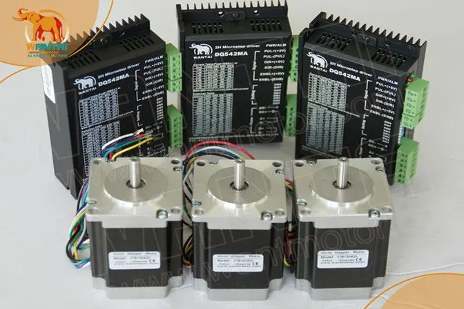 

Лидер продаж! CNC Wantai 2-осевые шаговые двигатели Nema23 57BYGH633 270oz-in + Драйвер DQ542MA 4.2A 50V 125Micro Mill лазерный принтер робот