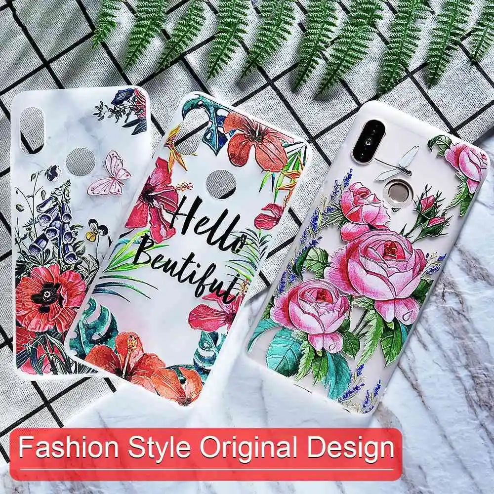 3D Relief Flower Case For Xiaomi Pocophone F1 Redmi Note 5 Pro Plus 5A 4A 4X 4 Silicone Coque |