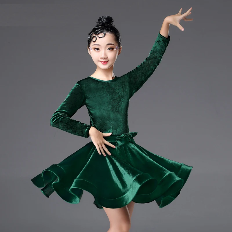 Girls Winter Latin Dresses for dancing ballroom dance dress rumba samba velvet children cha tango skirt standard salsa | Тематическая
