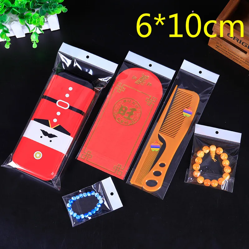 6 см * 10 прозрачный самоклеющийся пластиковый пакет полиэтиленовый из поп