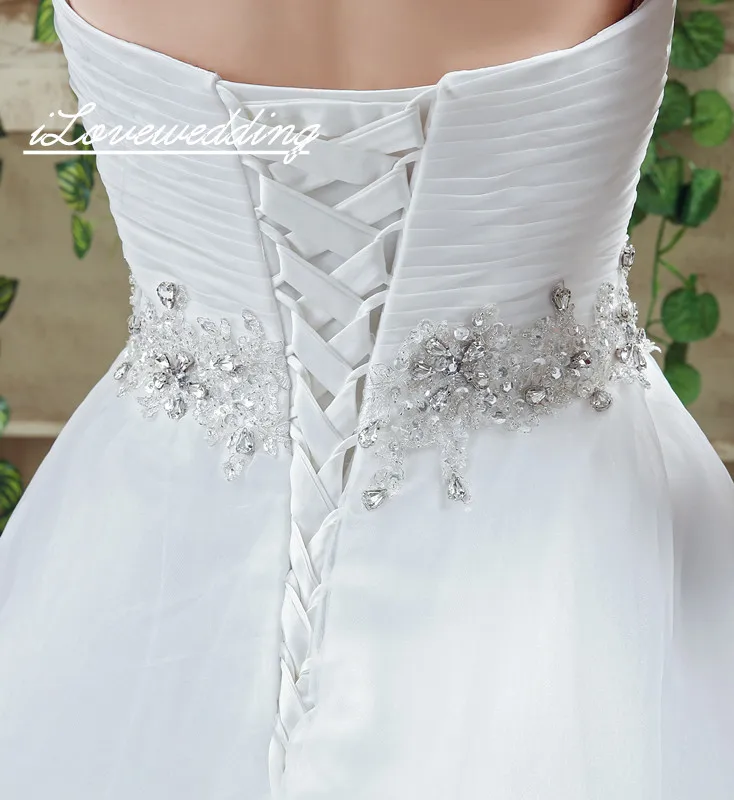 Романтические белые свадебные платья милое декольте оборки шнуровка сзади линия