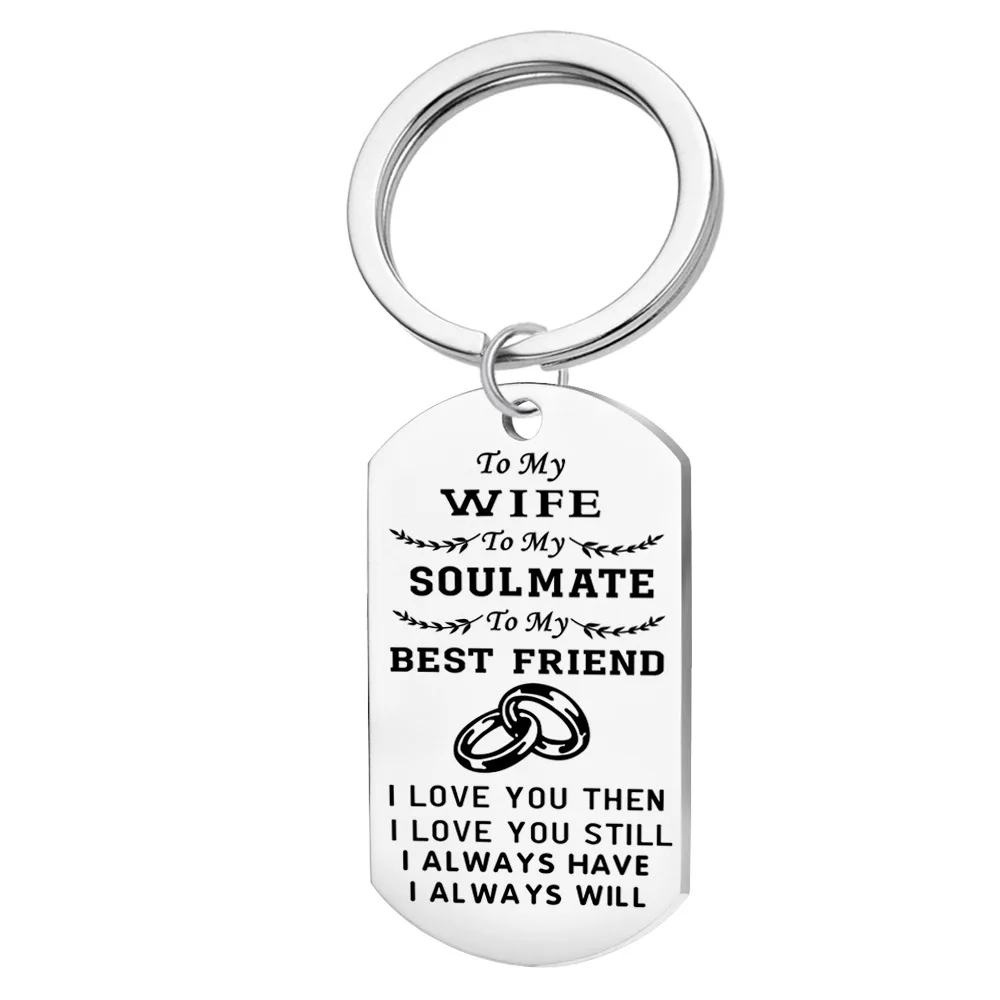 Wife Keychain 1 шт. ожерелье для пары ювелирные изделия My Soulmate I Love You Dog Tag ожерелье s для женщин хороший подарок для друга, подруги, жены, жены - Окраска металла: Wife Keychain
