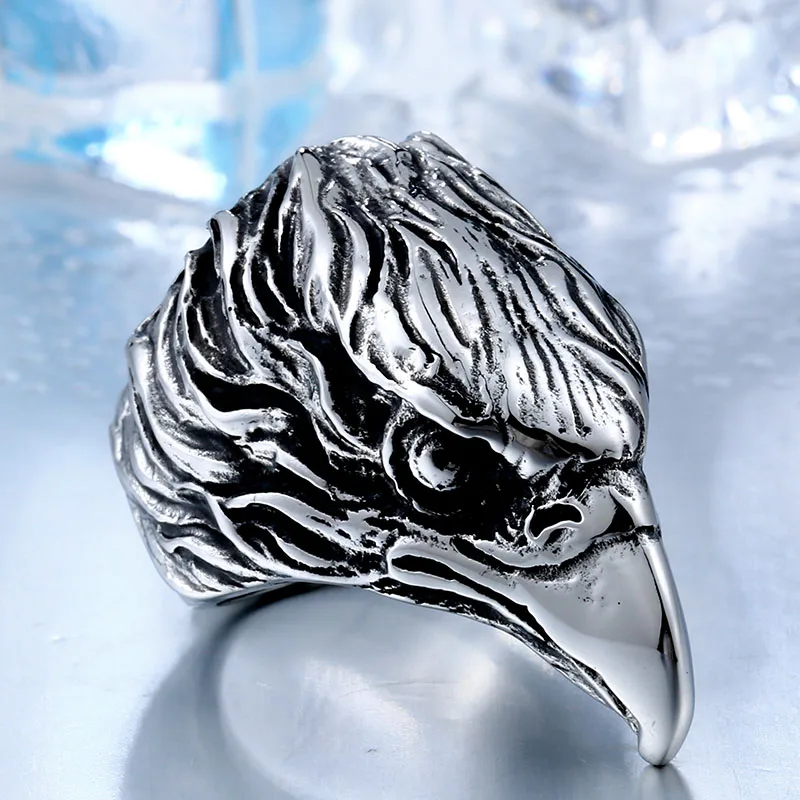 Drop Ship 316L Stainless Steel For Man High Quality Cool Punk Eagle Men's Animal Ring BR8 436|biker jewelry|stainless steel biker jewelryjewelry