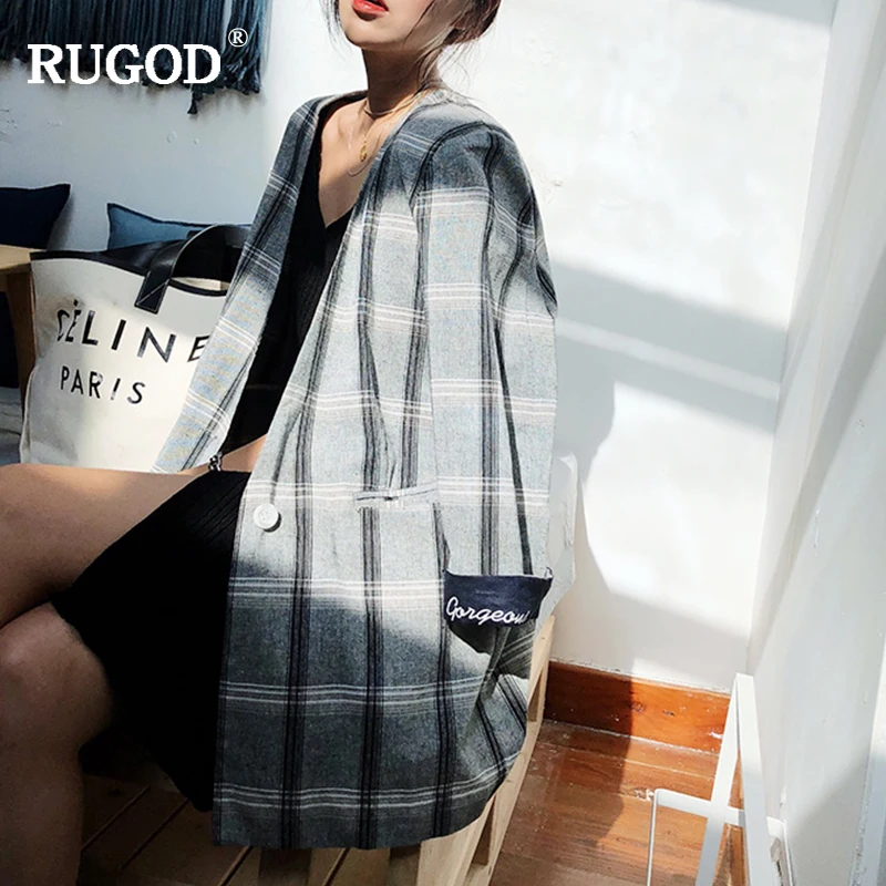 RUGOD комплект из двух предметов клетчатые женские брючные костюмы однобортные с