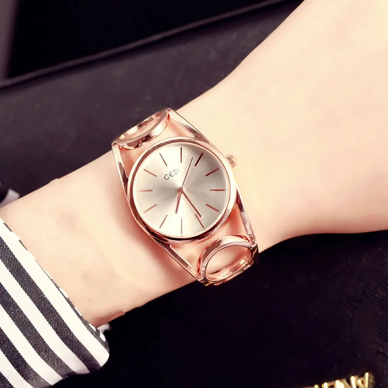 Rose GEDI модные часы с браслетом из розового золота для женщин Топ люксовый бренд женские кварцевые часы знаменитые наручные часы Relogio Feminino Hodinky - Цвет: Rose