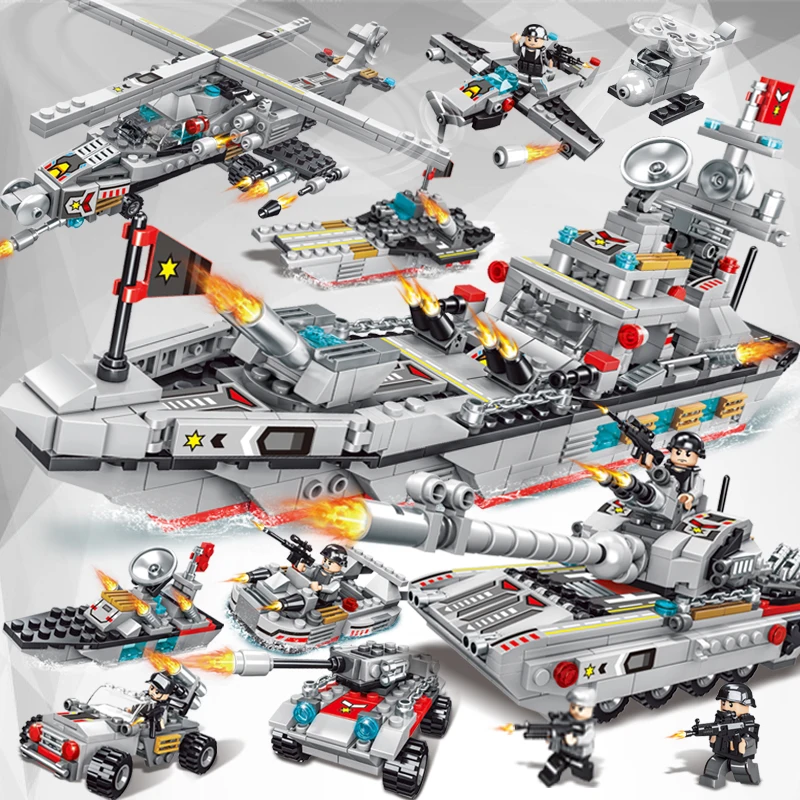 Kris Toys 665 шт. 8in3 военные корабельные строительные блоки для кораблей в военном