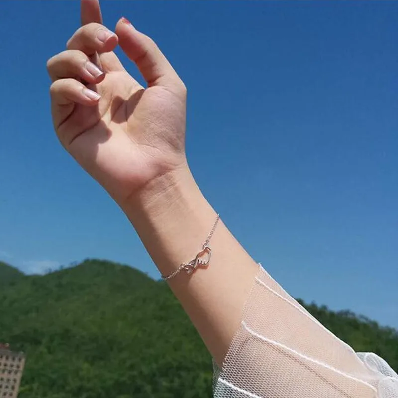 Forever Love Сердце браслет Шарм рук для девочек Для женщин ювелирные изделия Браслеты