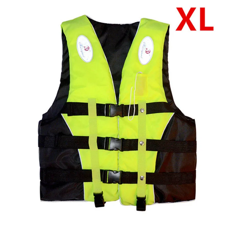 green XL Одежда для водных видов спорта на открытом воздухе, полиэстер, спасательный жилет для взрослых и детей, спасательный костюм со свистком, одежда для плавания, катания на лодках, Лыжный жилет для предотвращения дрифта - Цвет: green XL