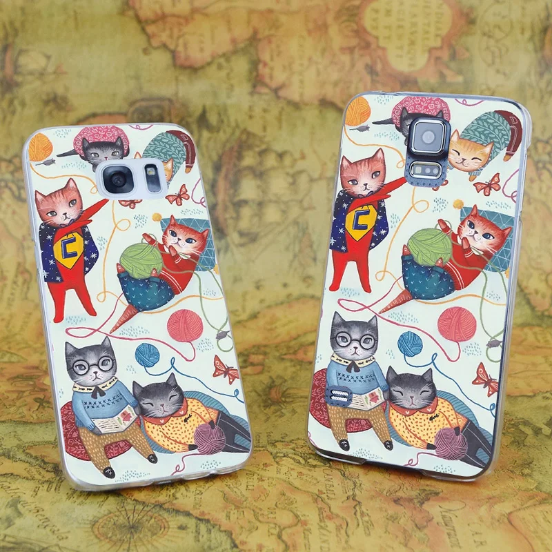 E2697 Cats Funny Art Transparent Hard PC Case Cover For Samsung Galaxy Note S 3 4 5 6 7 8 9 Mini Edge Plus |