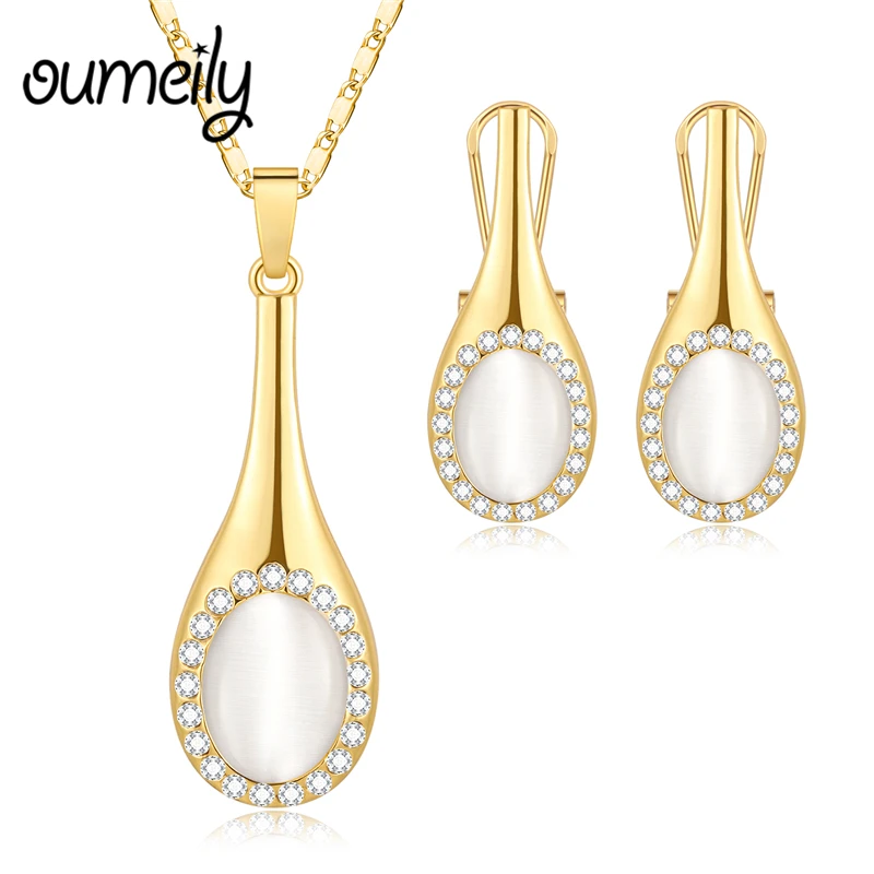 OUMEILY Ювелирные наборы опал кулон камень ожерелья Серьги африканские бусы Набор