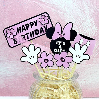 Флуоресцентный желтый 1 компл./лот Baby Shower вечерние украшения для мальчиков и девочек Дети сувениры с днем рождения Бэтмен для капкейка-с Микки Маусом и Минни Маус комплект Мышь торт Топпер - Цвет: Флуоресцентный желтый