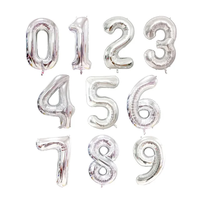32inch silver number Воздушные гелиевые шары на день рождения из фольги, 32 дюйма, цифры-балоны, украшения для дня рождения, Детские шарики на день рождения - Цвет: 32inch silver number