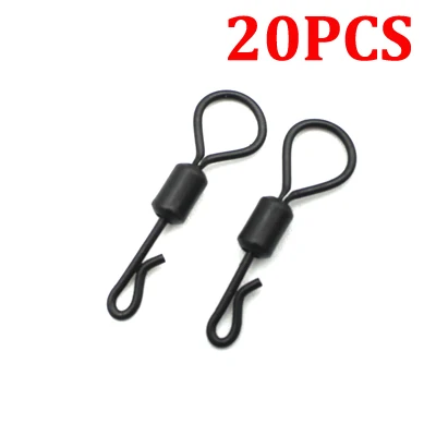 20pcs 20 шт. Вертлюги для ловли карпа с большим глазом Быстросменные Вертлюги UK 8 Flexi Ring Вертлюги матовый черный микро крюк кольцо звено кольцо аксессуар - Цвет: 20pcs