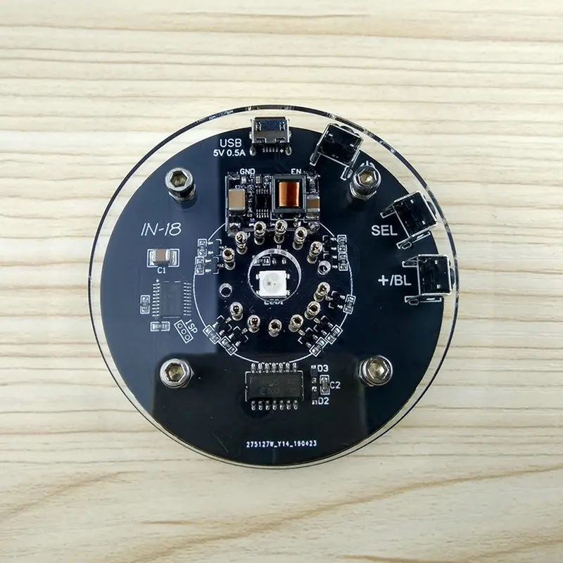 В 14 in12 in18 RGB светодиодный свечение цифровые часы Nixie трубка часы комплект DIY электронные настольные часы в стиле ретро без трубки - Цвет: in18