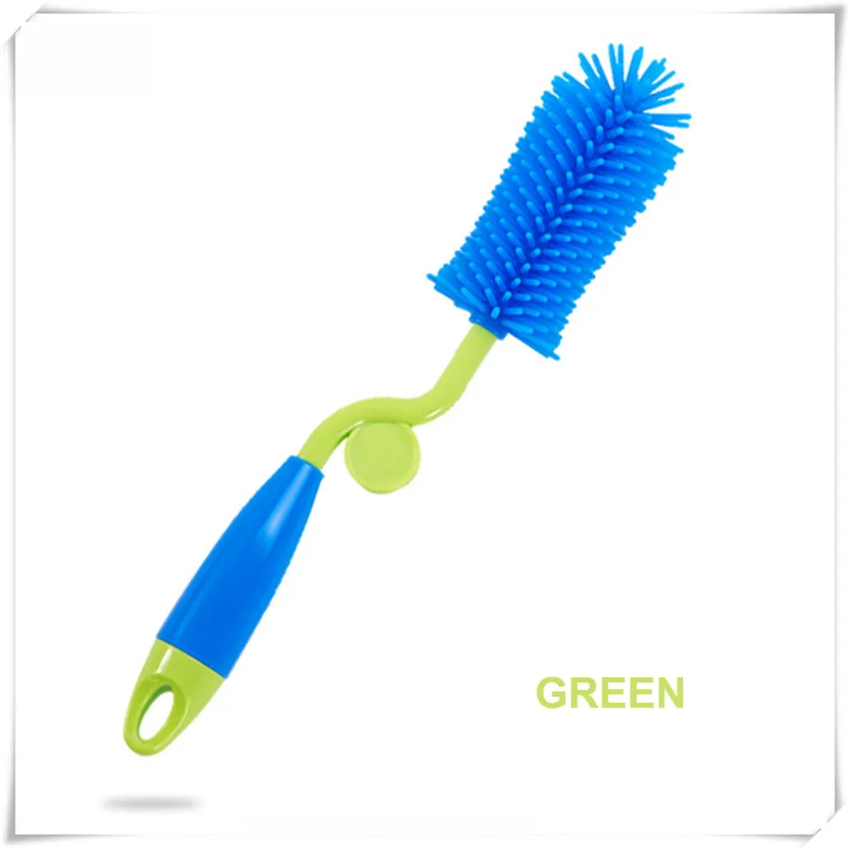 Clean Brush Green MSJO щетка для чистки детских бутылочек, силиконовая щетка для мытья стекол, очиститель воды, вращение на 360, для кормления молока, соска, очиститель для бутылочек - Цвет: Clean Brush Green