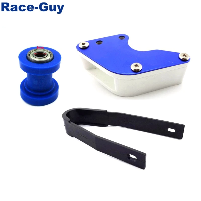 Синий 8 мм Цепной ролик + направляющая цепь черный пластиковый слайдер для 50cc 70cc