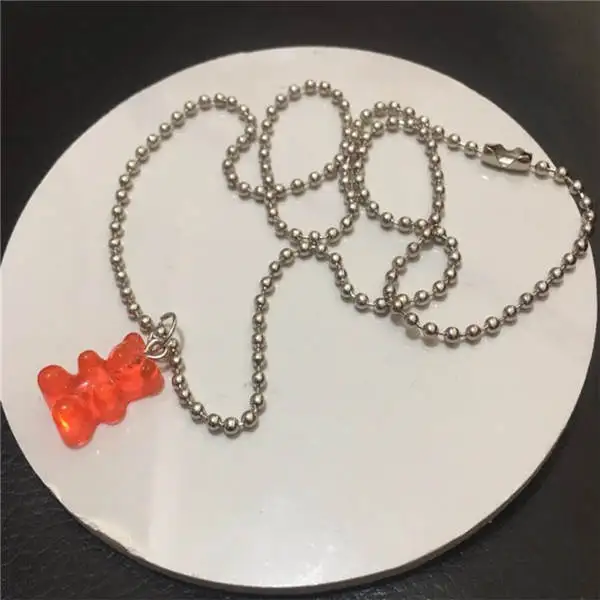 red necklaces Oso ожерелье ручной работы титановые бусы цепи Смола романтическая креативная новинка милые ожерелья медведь для женщин девочек Подарки di013 - Окраска металла: red necklaces
