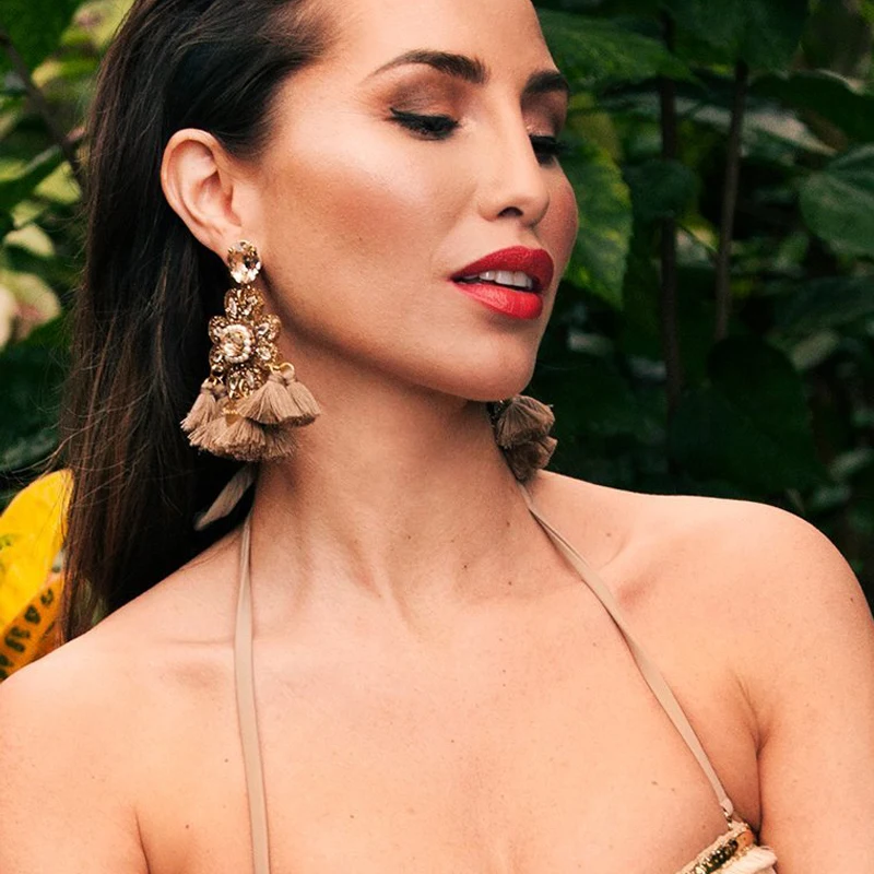 Boho Этническая большой серьги с кисточками 2019 ручной работы эффектные бисерные