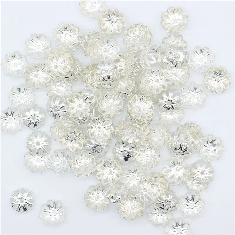 150 шт./лот посеребренные бусины разделители в форме лепестков цветов шармы из