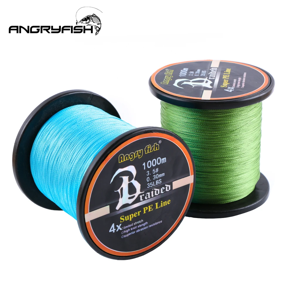 ANGRYFISH оптовая продажа 1000 м 4 жильная плетеная рыболовная леска 8 цветов