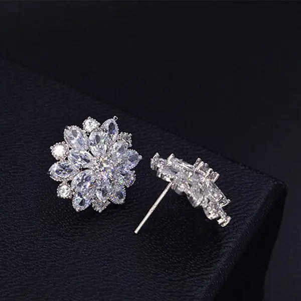 Женские серьги-гвоздики в виде снежинок ювелирные изделия AAA циркон двойные