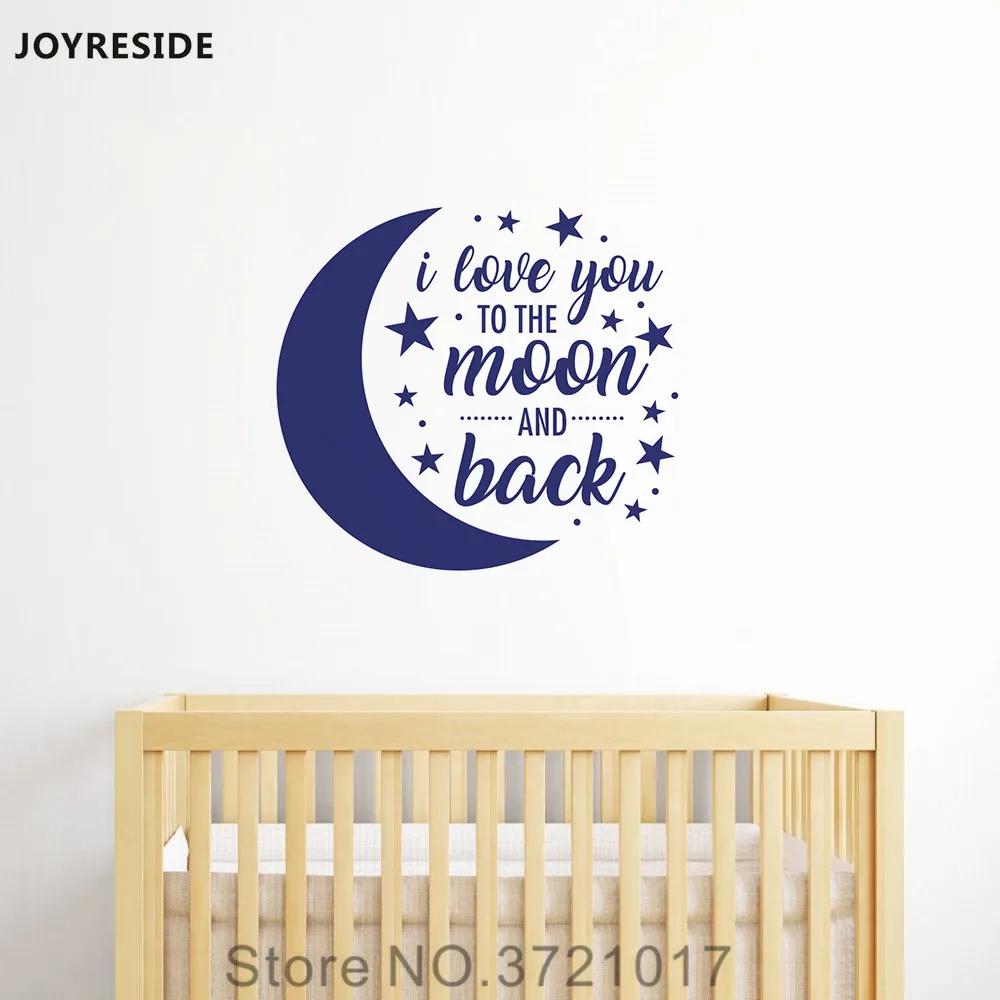 Виниловая наклейка на стену с надписью I Love You To The Moon And Back XY187|Наклейки стену| |