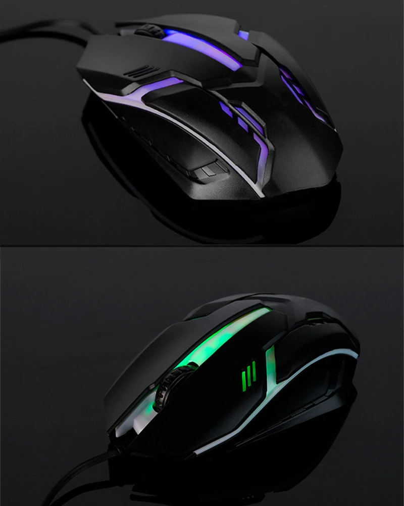 KOOYUTA, игровая мышь, USB, оптическая, проводная, игровая мышь, 1600 dpi, цветной светильник, игровая мышь для ПК, ноутбука, компьютера, ноутбука, настольного компьютера