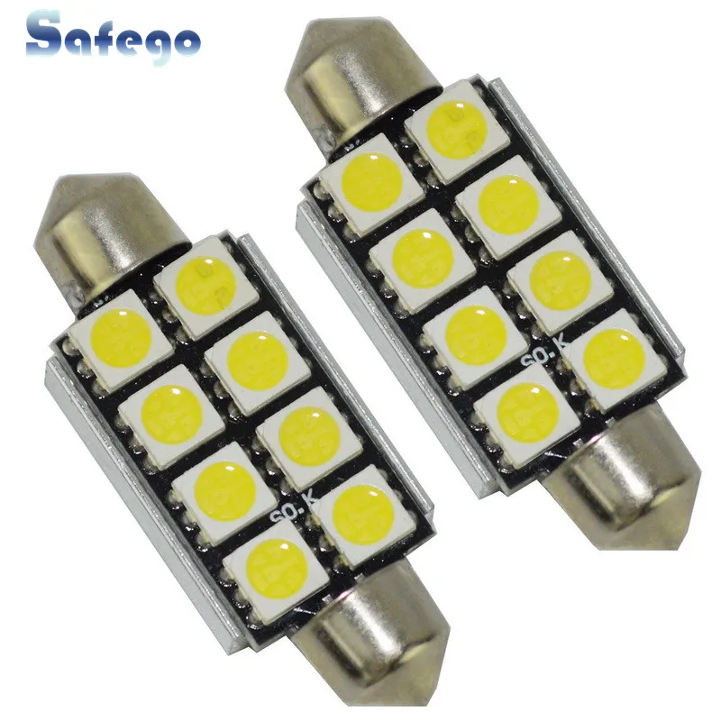 Safego 2 шт. 42 мм Canbus C5W 5050 Светодиодные лампочки ошибок 8SMD автомобильный плафон