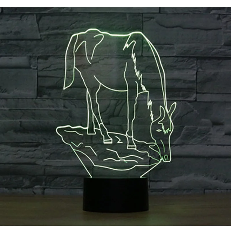 3D LED ночник лошадь Питьевая вода с 7 видов цветов свет для украшения дома лампа