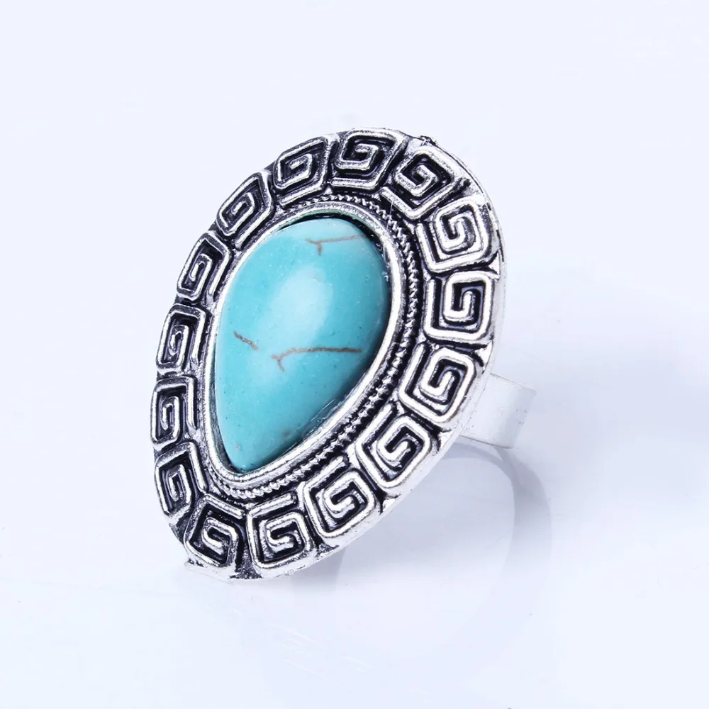Nepal national retro ring drop shape Turquoise can adjust the size of | Украшения и аксессуары