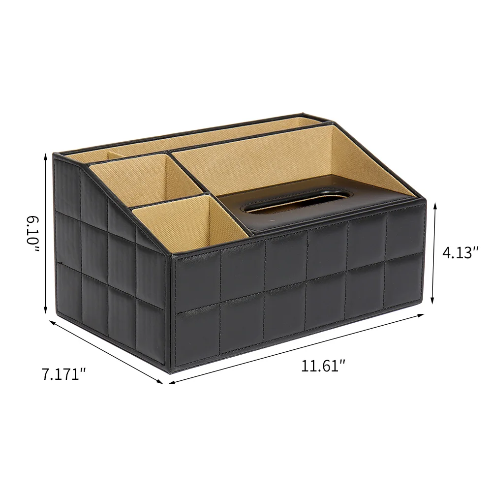4 Compartment ОРЗ искусственная кожа ткани держатель для салфеток Офис стол Организатор хранения держатель коробка для ручки пульт дистанционного управления ткани Обложка - Цвет: 4 Compartment