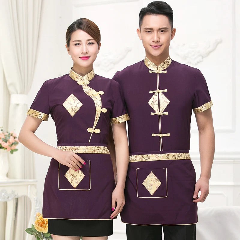 Женский комбинезон с коротким рукавом для работы в отеле J074|waiter clothes|restaurant