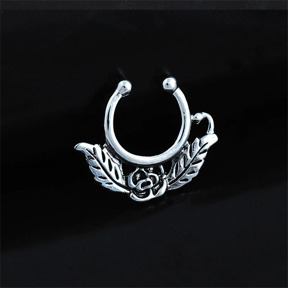 1pc Cool Anti-Allergic Metal Fashionable Rose Shaped Small Nose Ring Hoop Clip Body Piercing Jewelery | Украшения и аксессуары