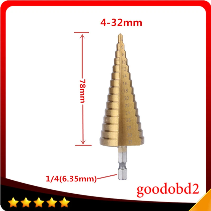 

Новинка, аксессуар для электроинструмента, шестигранное титановое ступенчатое сверло с шестигранным сердечником, резак для отверстий, спи...