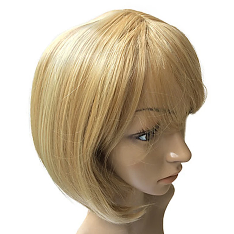 HAIRJOY женский парик из синтетических волос полная челка коричневый смешанный Короткий прямой парик Боб Прическа 3 цвета