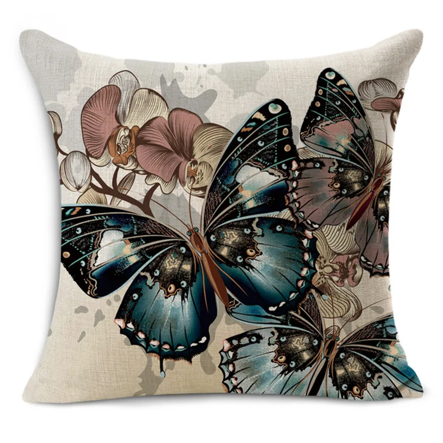 Популярные Винтаж Вышивка BRIO Бабочка квадрат хлопок белье Пледы Наволочки диван