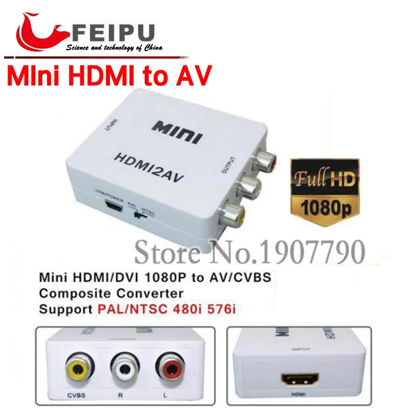 Мини Композитный 1080 P HDMI для RCA Аудио Видео AV CVBS адаптер Поддержка HD HDMI2AV