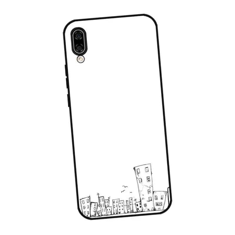 N393 простой мультфильм черный силиконовый чехол для huawei Honor 6A 6C 6X 7C 7X8 Lite Pro |