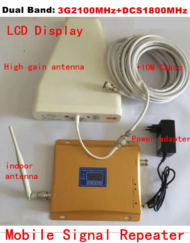 ЖК-дисплей! Двухдиапазонный усилитель сигнала 3G 2100MHZ &amp DCS 1800mhz ретранслятор +