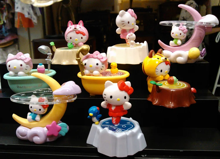 Новинка, ПВХ, для повседневной жизни, для ванной, луна, hello kitty, фигурка, милый аниме, сборная игрушка, детский подарок на день рождения, Рождество, полный набор, 8 стилей