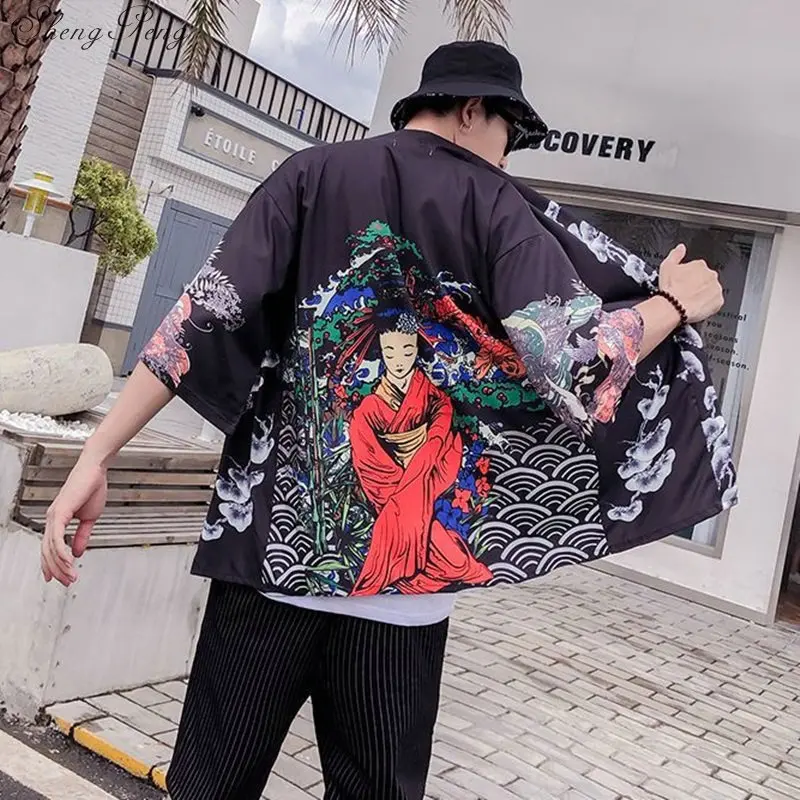 Традиционное японское кимоно кардиган куртка yukata мужские повседневные