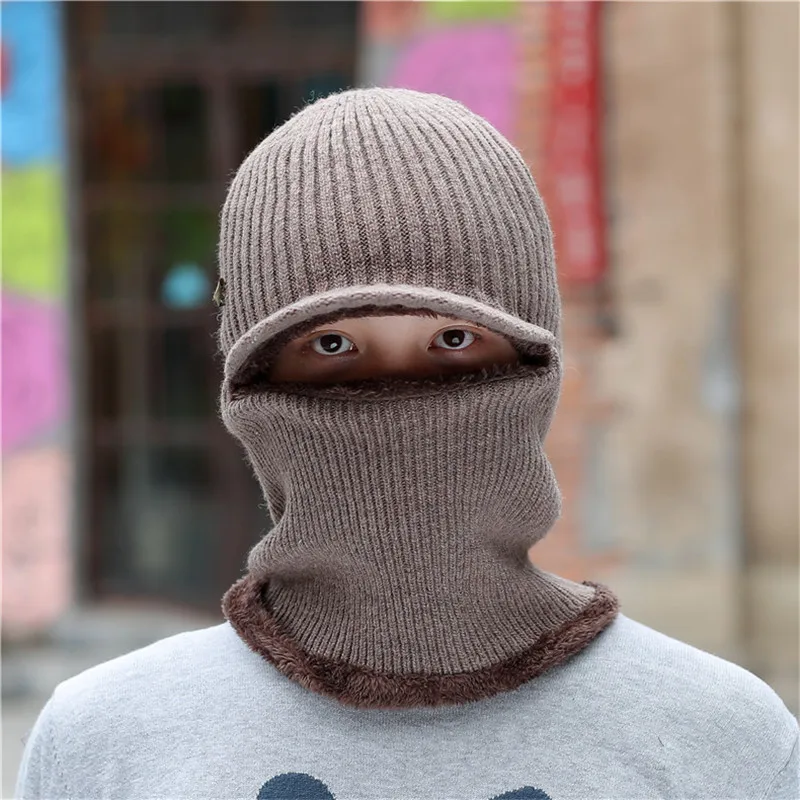 2 Новые унисекс Зимние шапочки Шапки толстый вязаный Для женщин Skullies шапочки с капюшоном лыжный Кепки маска для лица для верховой езды Шапки casquette gorros - Цвет: 2