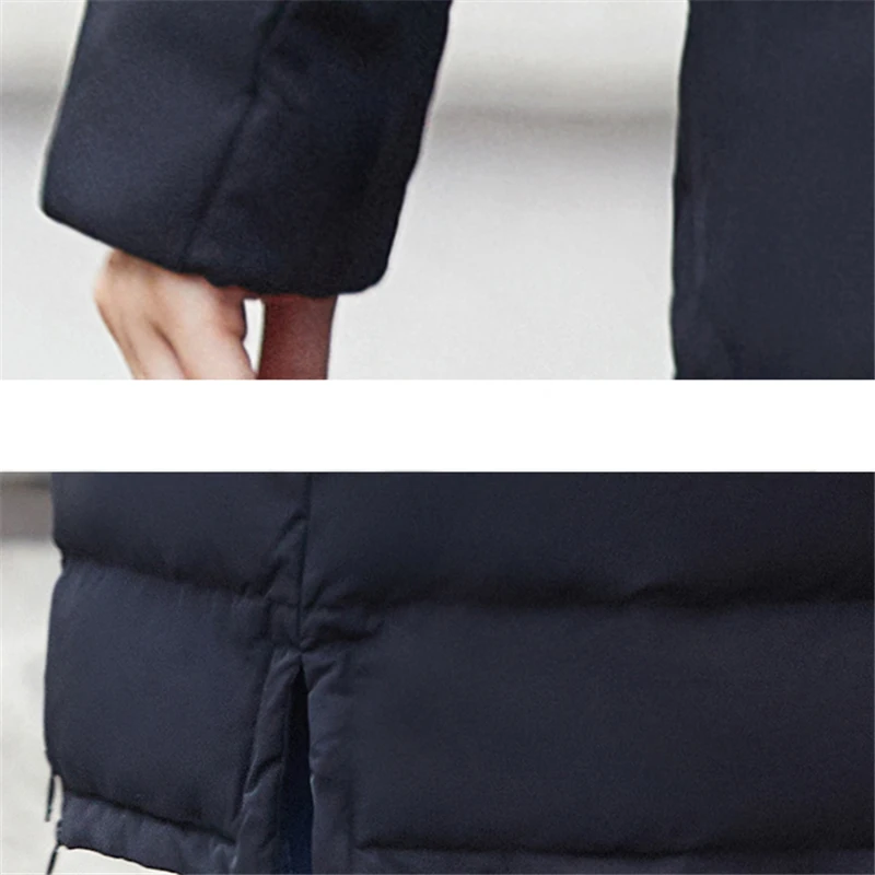 Женская зимняя куртка новинка 2018 средней длины утолщенный меховой воротник