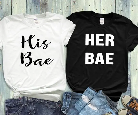 Sugarbaby футболки для пары его и ее His Bae муж жена футболка подходящие рубашки